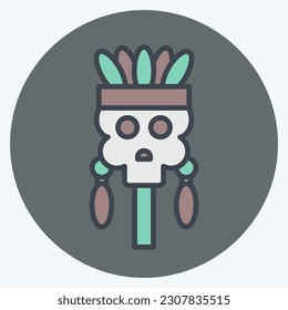 Icon Skull. related to American Indigenous symbol. color mate style. simple design editable
