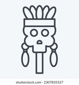 Icon Skull. related to American Indigenous symbol. line style. simple design editable