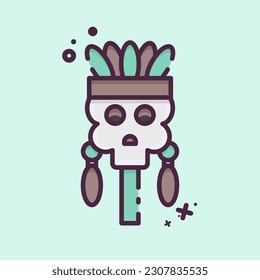 Icon Skull. related to American Indigenous symbol. MBE style. simple design editable