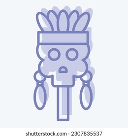 Icon Skull. related to American Indigenous symbol. two tone style. simple design editable