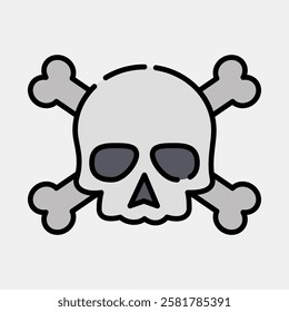 Icon skull. Traditional tattoo elements. Icon in filled line style.