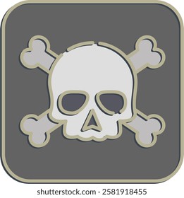 Icon skull. Traditional tattoo elements. Icon in embossed style.