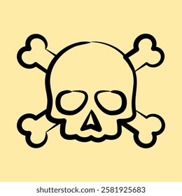 Icon skull. Traditional tattoo elements. Icon in hand drawn style.