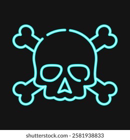 Icon skull. Traditional tattoo elements. Icon in neon style.