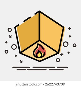Icon sky lantern. Buddhism and vesak elements. Icon in MBE style.