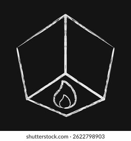 Icon sky lantern. Buddhism and vesak elements. Icon in chalk style.