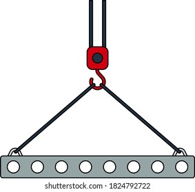 Ícone De Laje Pendurado No Gancho De Guindaste. Contorno Com Design De Preenchimento De Cor. Ilustração de vetor.