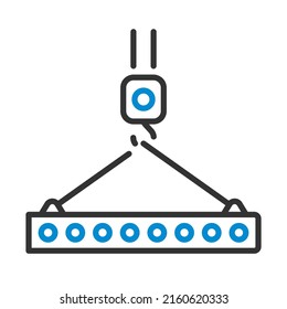 Icon Of Slab Hanged On Crane Hook. Editable Bold Outline With Color Fill Design. Vector Illustration.