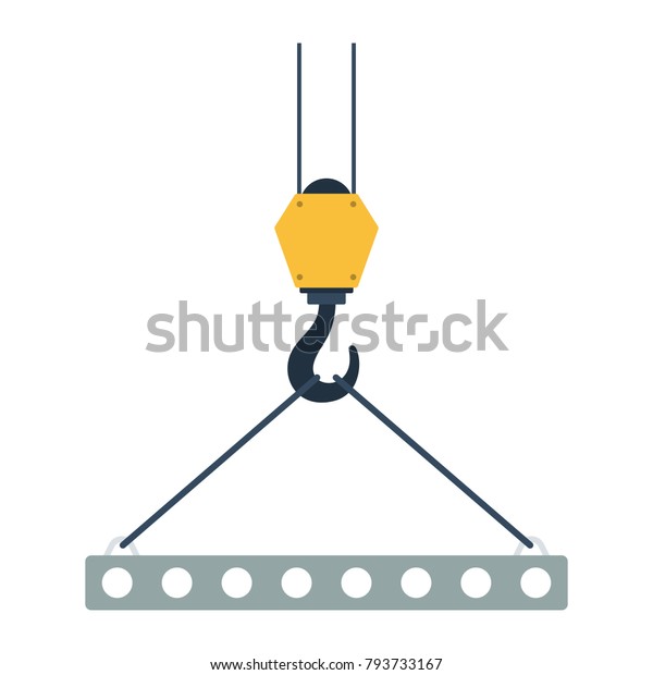 クレーンフックにロープスリングで吊るされたスラブのアイコン フラットカラーデザイン ベクターイラスト のベクター画像素材 ロイヤリティフリー 793733167
