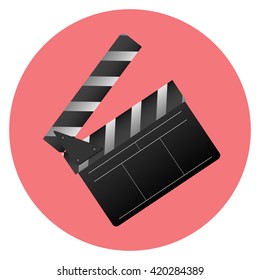 Icon slapstick. Cinema item. Slapstick film sign and equipment for entertainment movie video. Vector flat design illustration