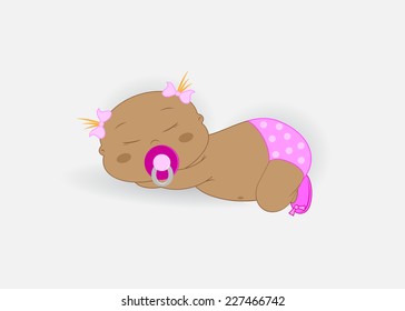 icon. The sleeping child in pink clothes
