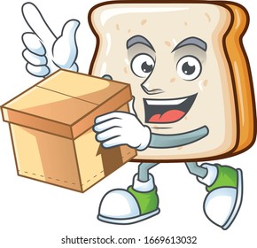 An icon of slice of bread mascot design style with a box