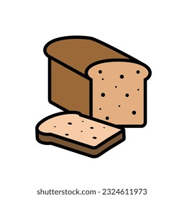 Icono de una rebanada de pan para un sándwich. Pan rebanado. Pan de tostadora.