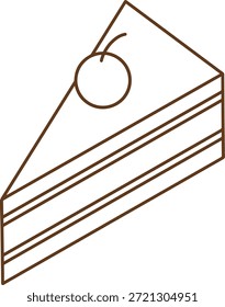 An icon of a slice of cake with a cherry on top.