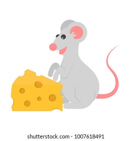 Icon slice of cheese and character mouse