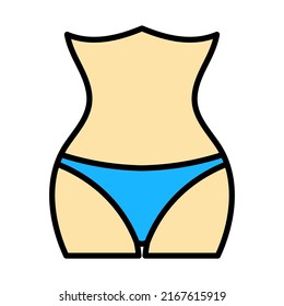 Symbol der schlanken Hüfte. Bearbeitbare, fette Rahmenlinie mit Farbfülldesign. Vektorgrafik.