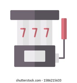 Icon slot machine in flat style. vector illustration and editable stroke. Isolated on white background.