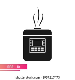 Icon, slow cooker for home and kitchen. Solid design. On a white background. Devices for the computer. Flat vector illustration.