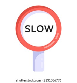 Icon of slow road board in flat editable design 

