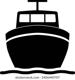 Icon of a small boat seen from the bow, transparent background