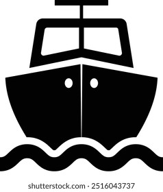 Icon of a small boat seen from the bow, transparent background
