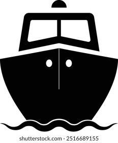 Icon of a small boat seen from the bow, transparent background