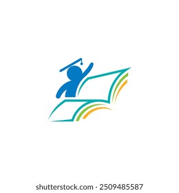 Icono de un niño Pequeño leyendo un libro, logotipos de educación simple