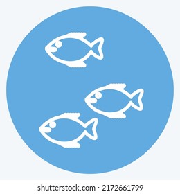 Icon Small Fish. suitable for Sea symbol. blue eyes style. simple design editable. design template vector. simple symbol illustration