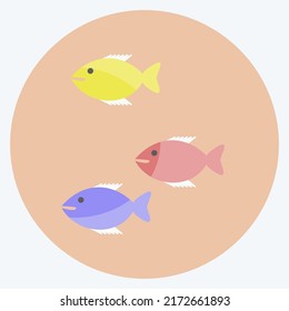 Icon Small Fish. suitable for Sea symbol. flat style. simple design editable. design template vector. simple symbol illustration