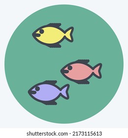 Icon Small Fish. suitable for Sea symbol. color mate style. simple design editable. design template vector. simple symbol illustration
