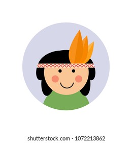 Icon of a small Indian in cartoon style. Vector illustration.