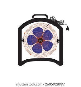 Icon of small table fan with rotating 5 blades and stand