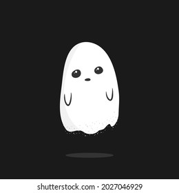 The icon of a small white ghost with cute eyes on a gray background. For printing on fabric, paper, clothing, bed linen, etc