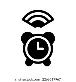 Icono reloj de alarma inteligente, Internet de las cosas, inalámbrico, Wi-Fi, señal. ilustración vectorial. archivo editable