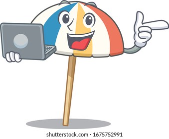 An icon of smart beach umbrella working with laptop