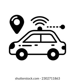 An icon of smart car, wifi connected automobile, ai automobile technology vector