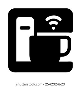 Icon of a smart coffee maker representing kitchen technology and convenience.