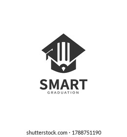 Icon smart education concept vector graduation logo design illustration