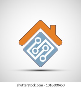Icon of smart home automation assistant. System with centralized control. Stock vector flat design style illustration