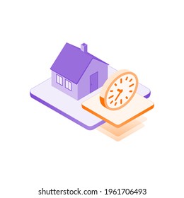 Icon smart home clock, isometric design infographic