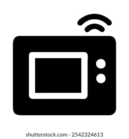 Icon of a smart microwave representing modern kitchen appliances and technology.