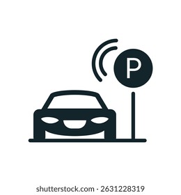 Icon of a smart parking system detecting parking space availability for an autonomous vehicle