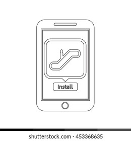 icon of smart phone mobile Building application illustration design