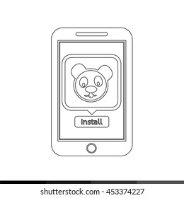 icon of smart phone mobile panda application illustration design