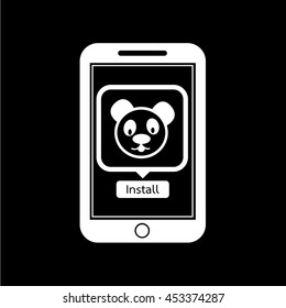 icon of smart phone mobile panda application illustration design