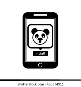 icon of smart phone mobile panda application illustration design