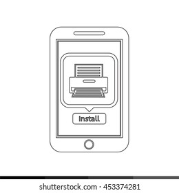 icon of smart phone mobile printer application illustration design