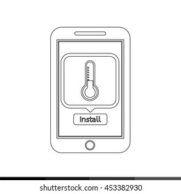 icon of smart phone mobile temperature application illustration design