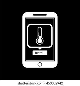 icon of smart phone mobile temperature application illustration design