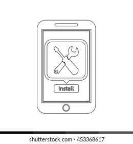 icon of smart phone mobile tool application illustration design